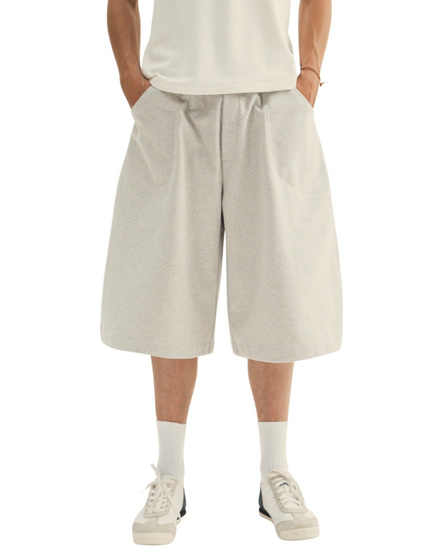 Men's Wide-Leg Fleece Shorts SM2 - GRAY