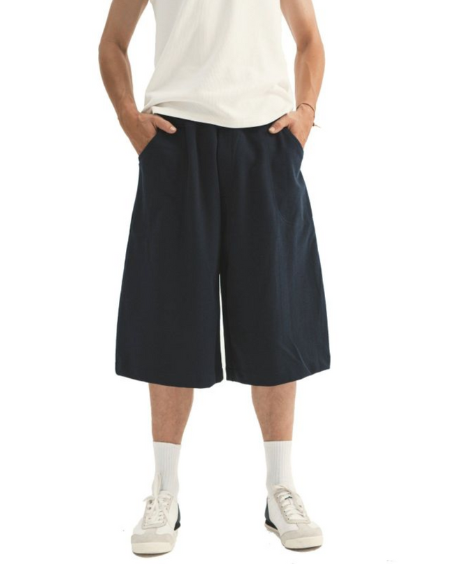 Men's Wide-Leg Fleece Shorts SM3 - Navy