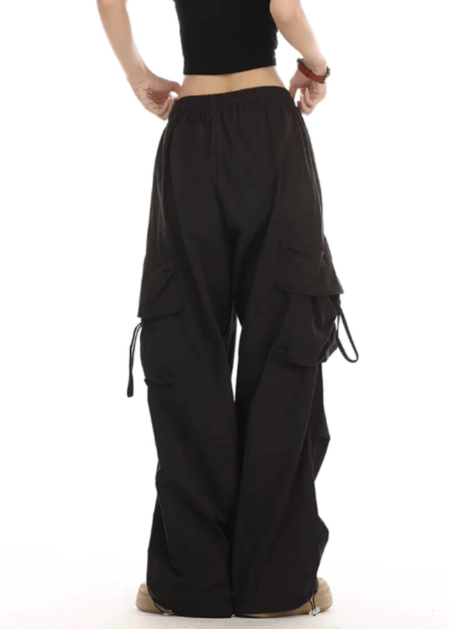 Khaki wide leg pants G7- Black