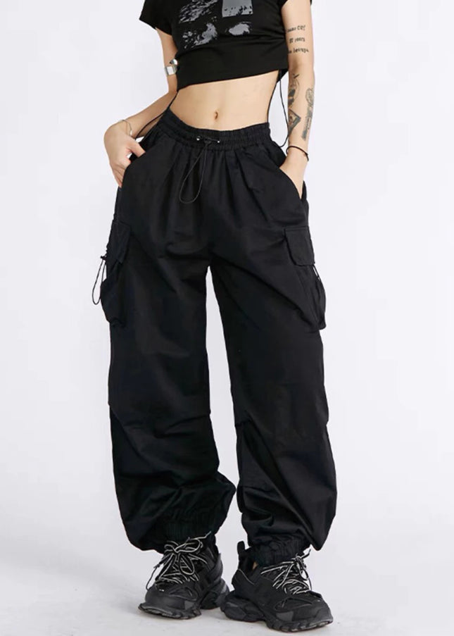 Khaki wide leg pants G7- Black