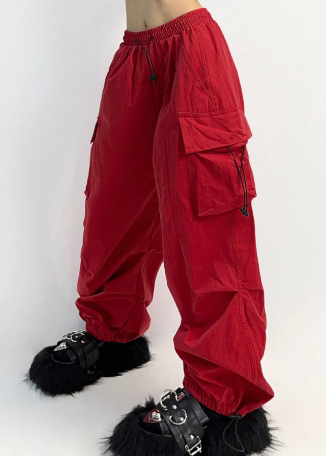 Khaki wide leg pants G8 - Red