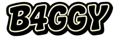 Neon sign with the word 'B4GGY' in a stylized font.