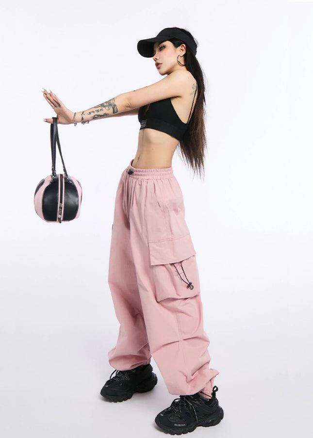 Khaki wide leg pants G9 - Pink