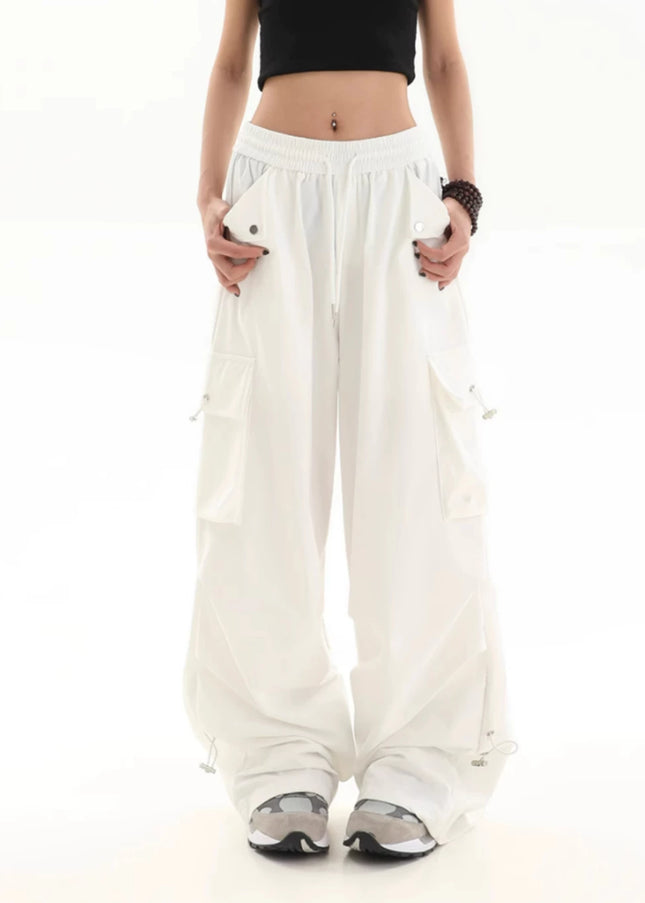 Khaki wide leg pants G10- White